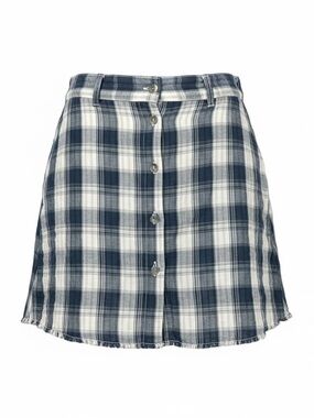 POL Plaid Button-Up Cotton Skirt